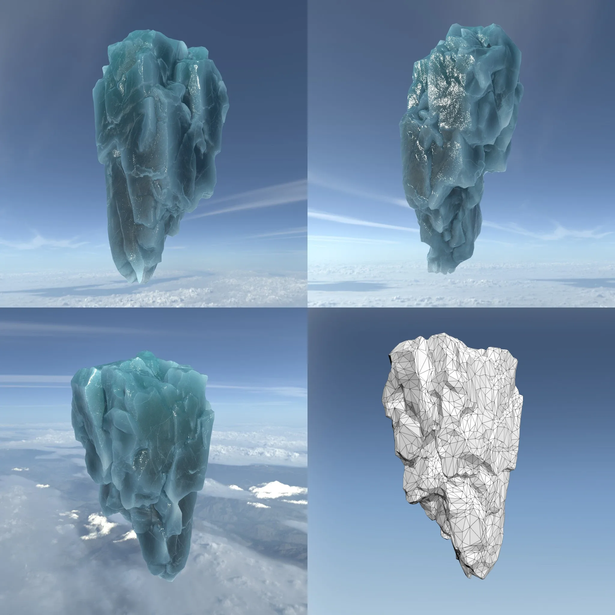 Low poly Floating Frozen Iceberg FlippedNormals