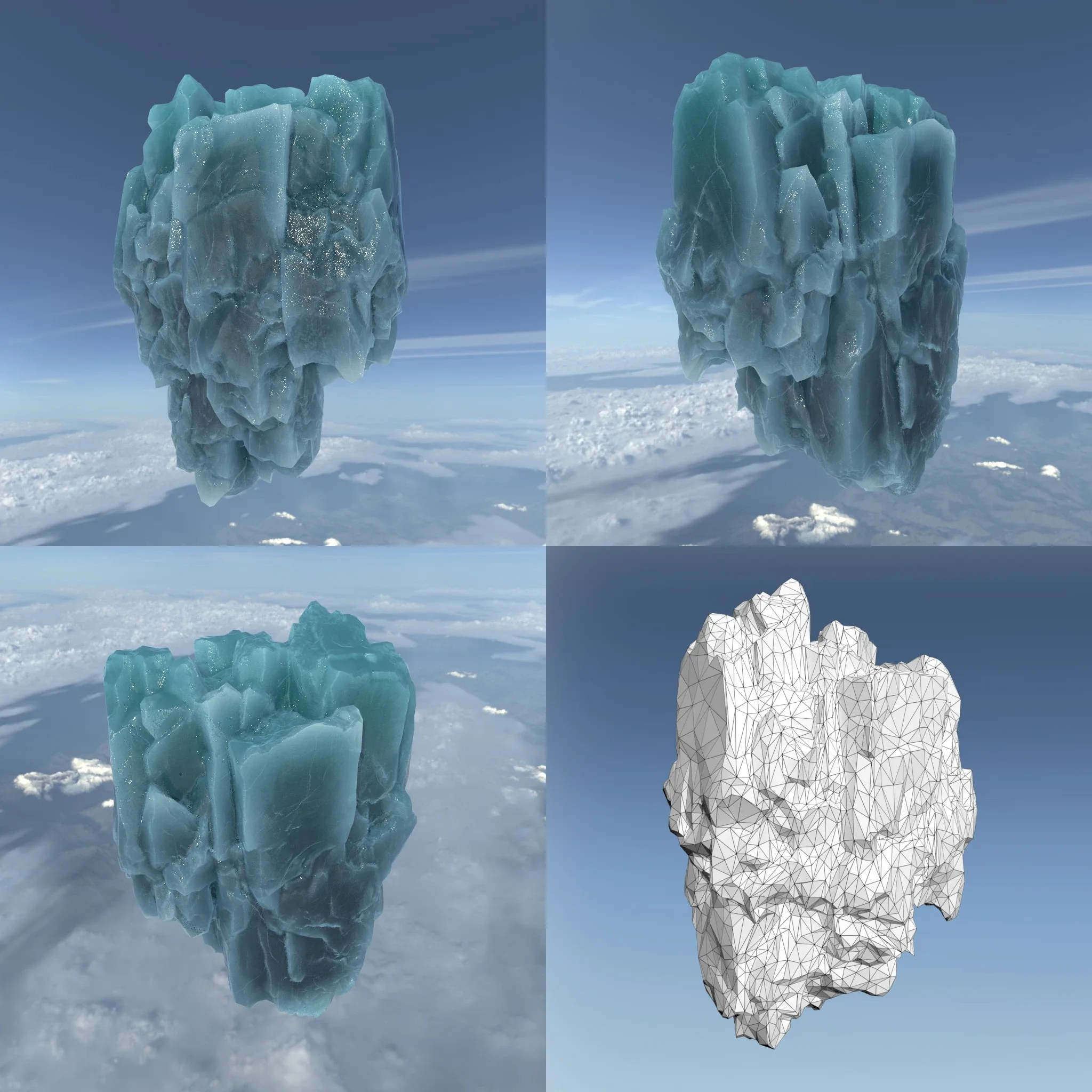 Low poly Floating Frozen Iceberg FlippedNormals
