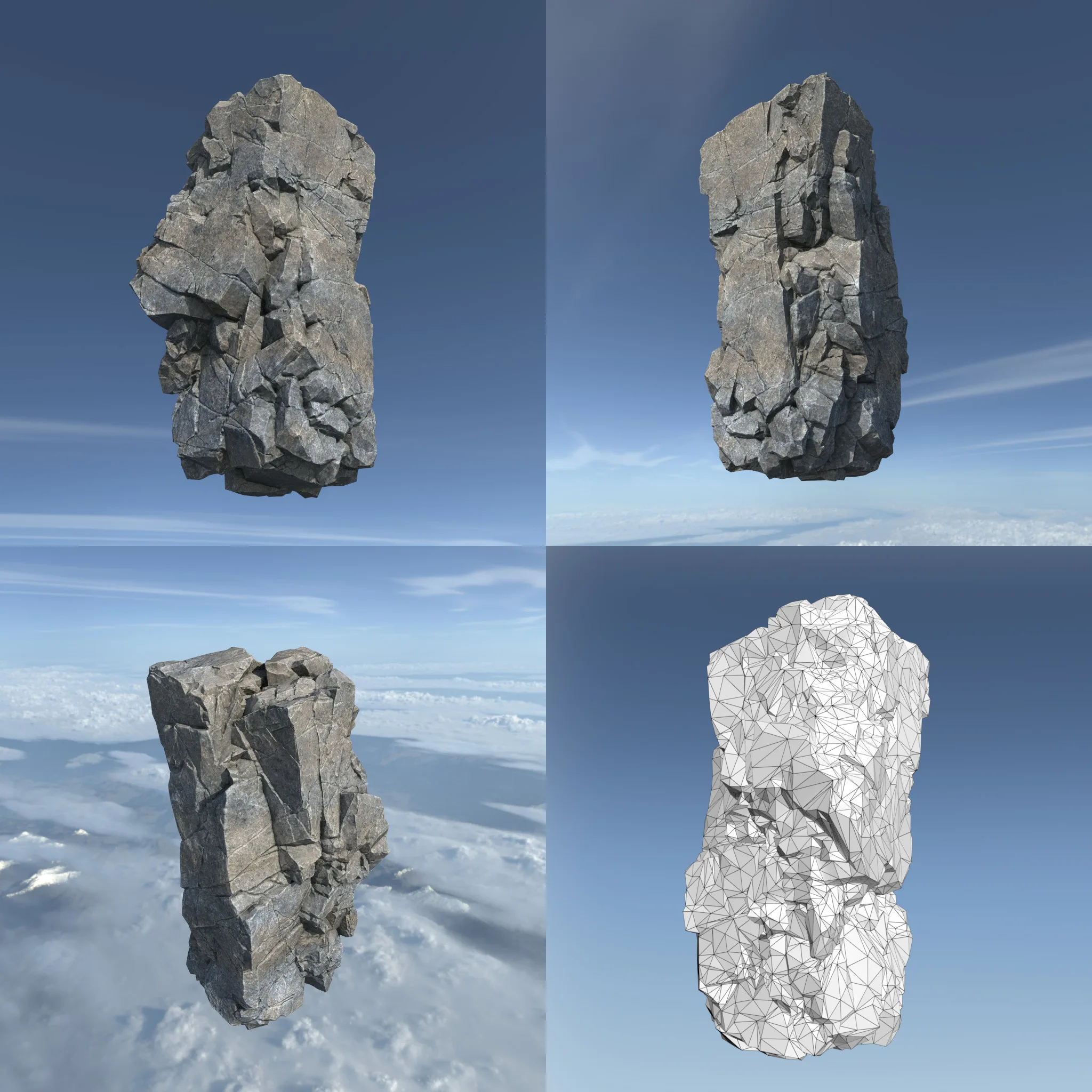 Low poly Gray Floating Island Rock Pack 211205