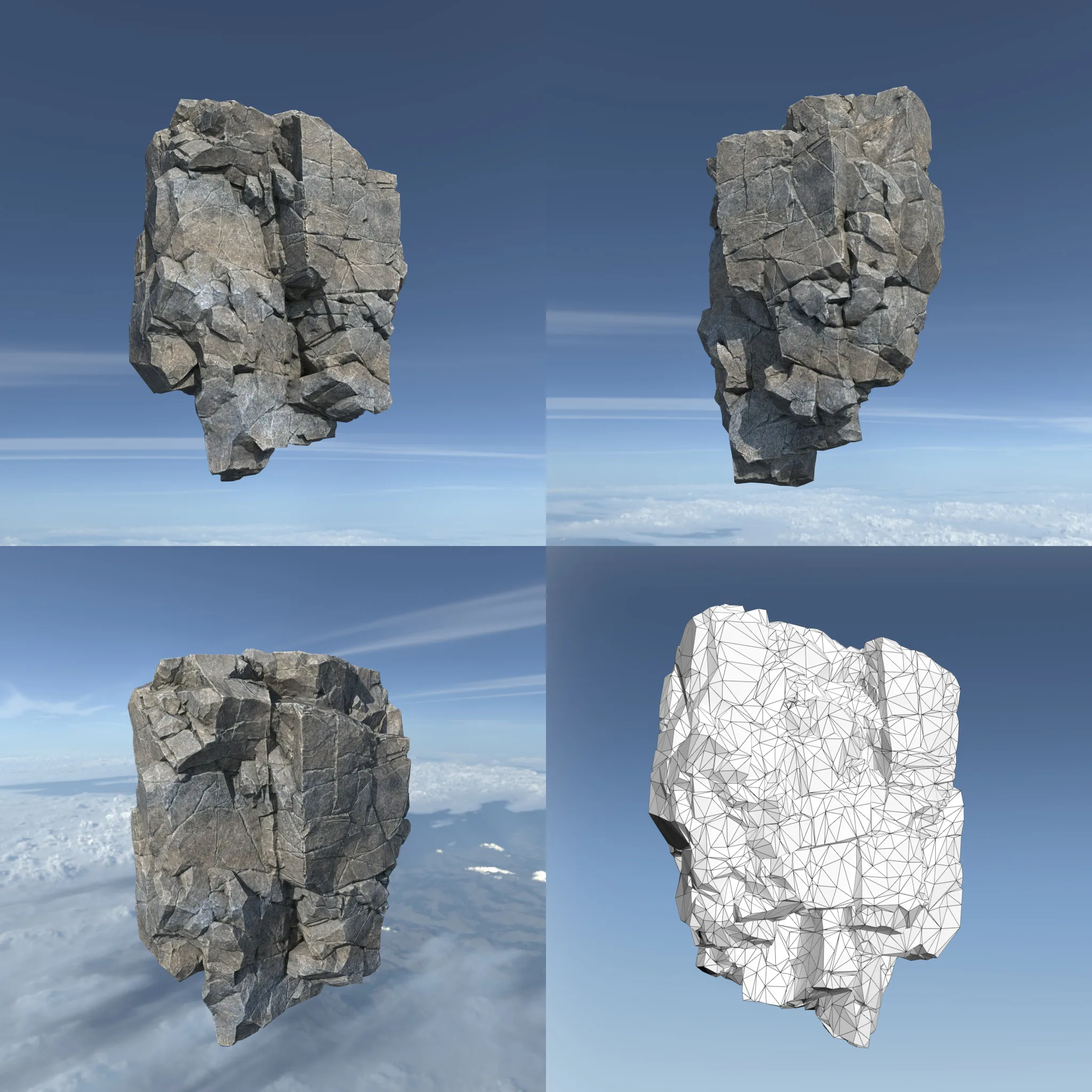 Low poly Gray Floating Island Rock Pack 211205