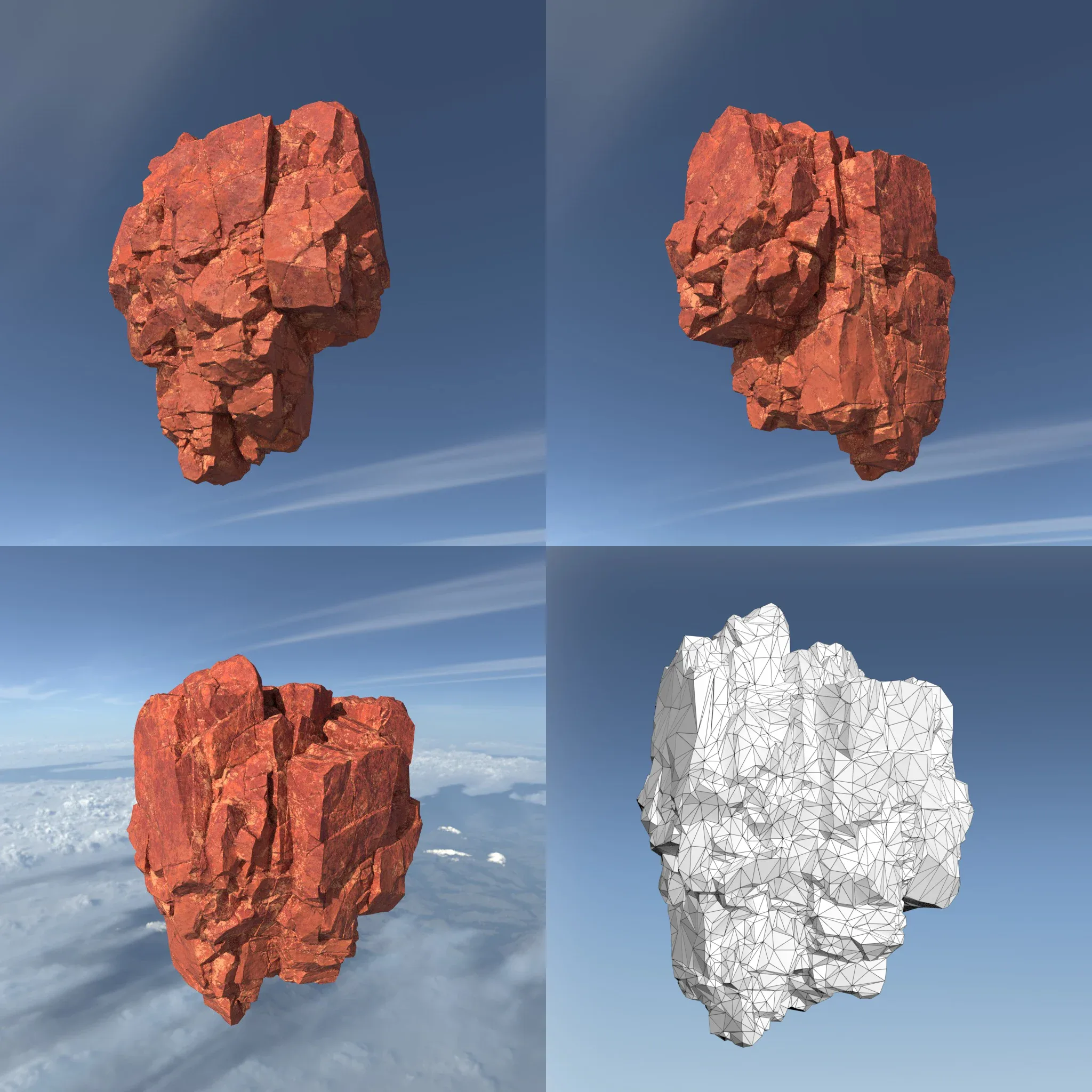 Low poly Sandstone Floating Island Rock Pack 211205