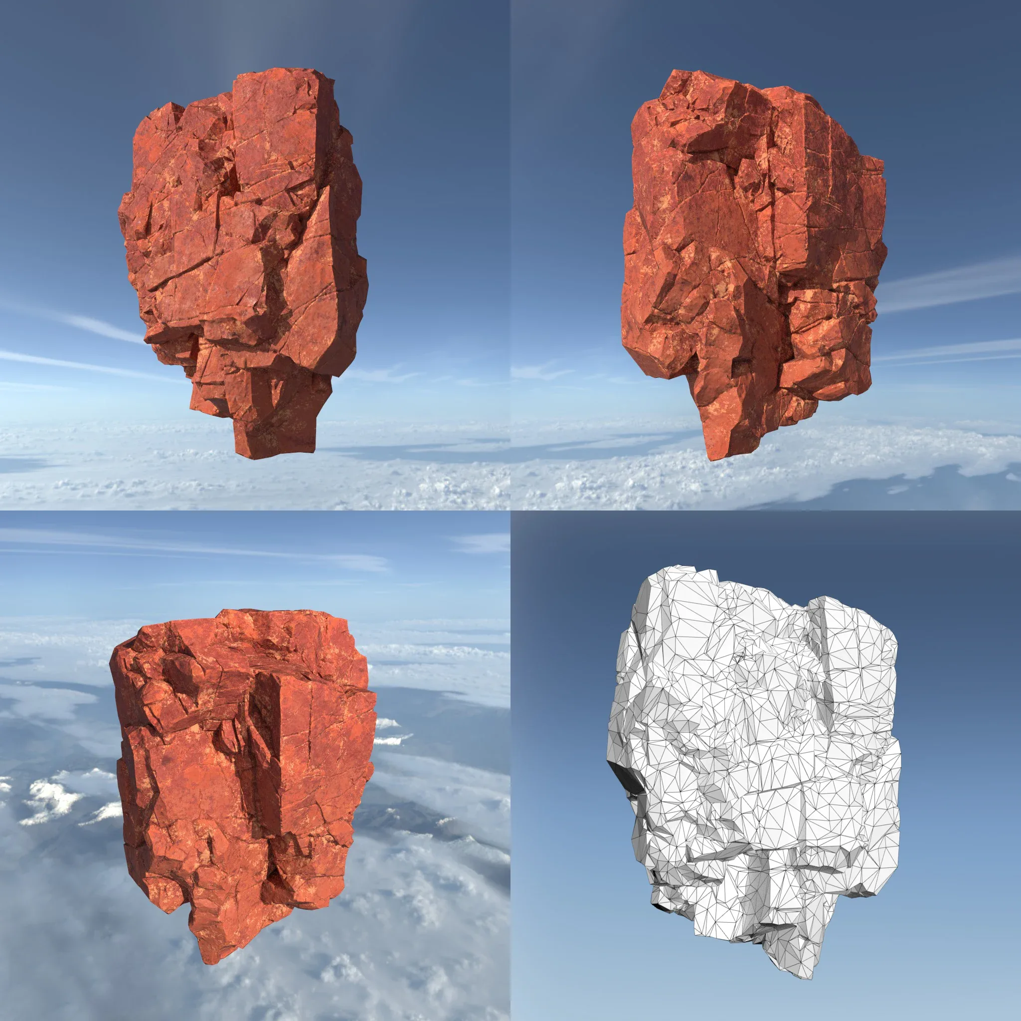 Low poly Sandstone Floating Island Rock Pack 211205