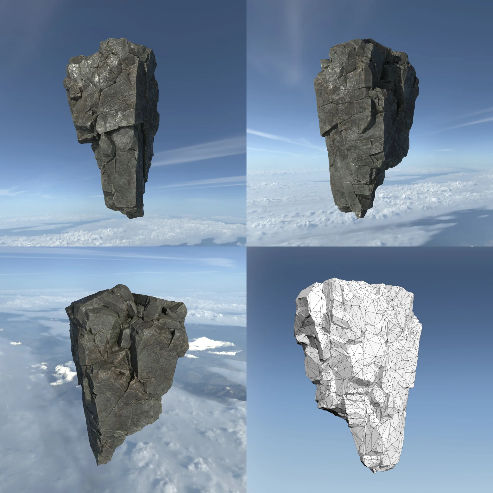 Low poly Floating Island Rock Pack 211205