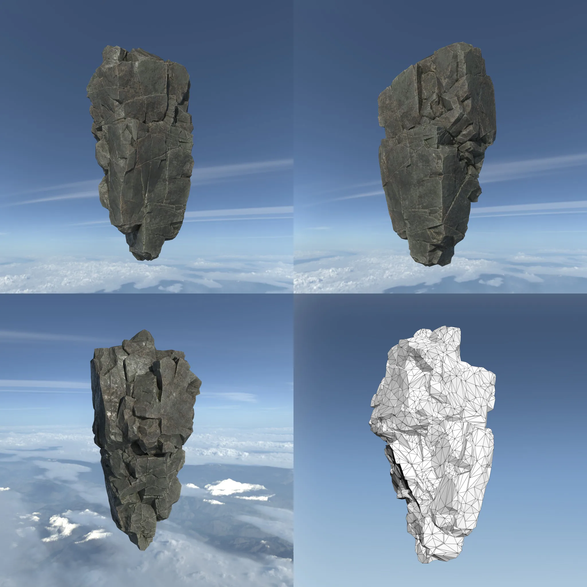 Low poly Floating Island Rock Pack 211205