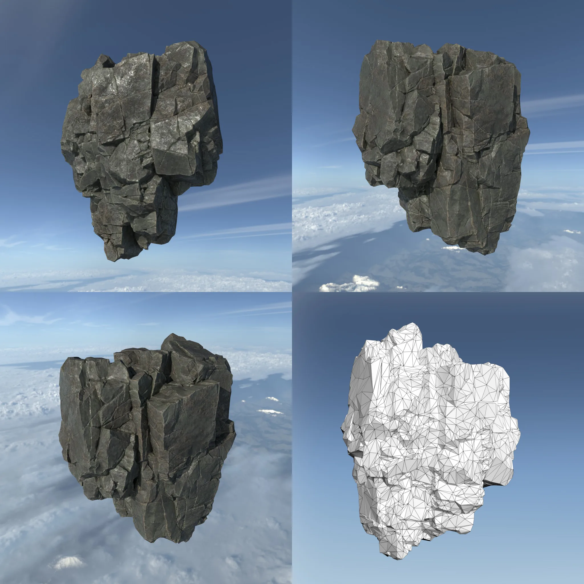 Low poly Floating Island Rock Pack 211205