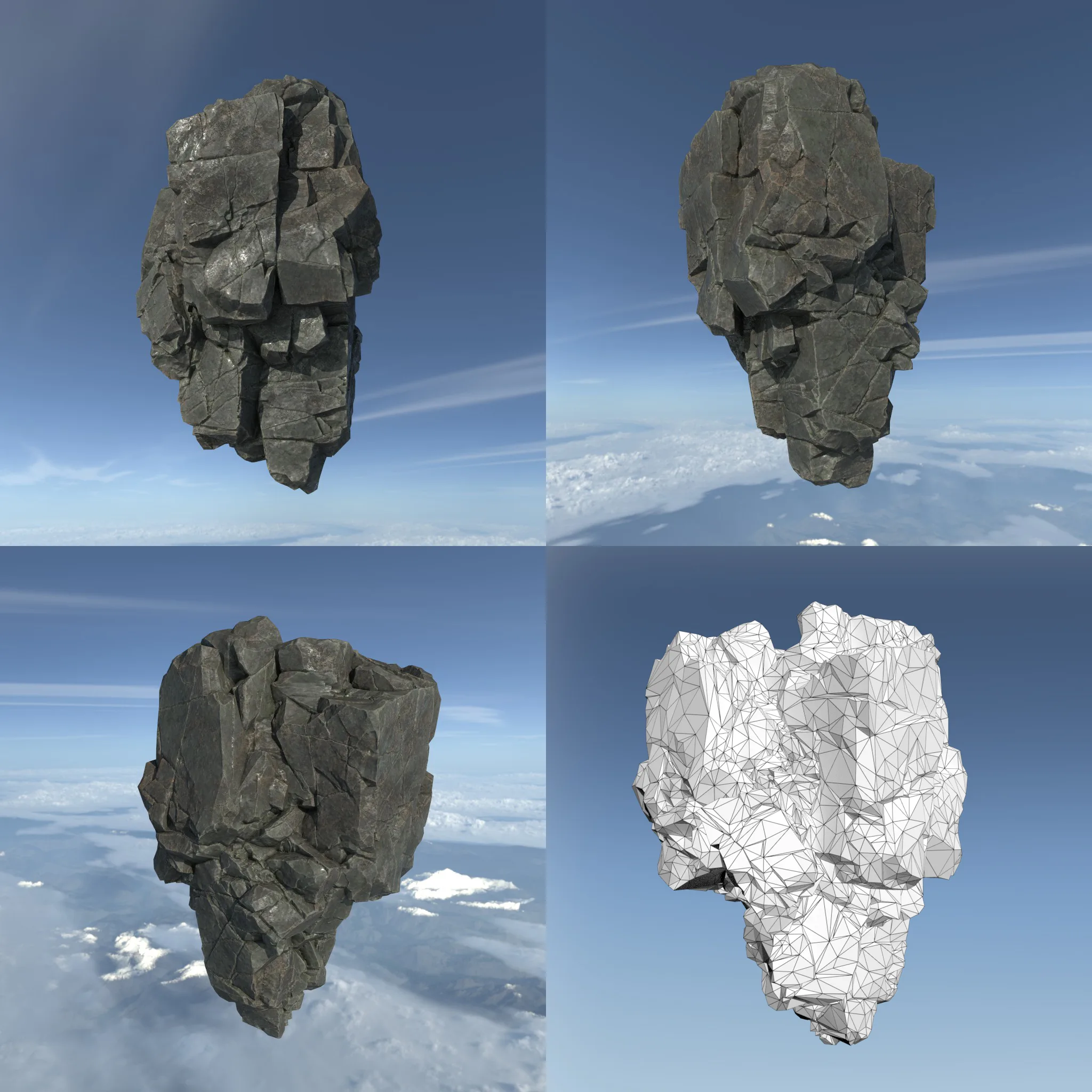 Low poly Floating Island Rock Pack 211205