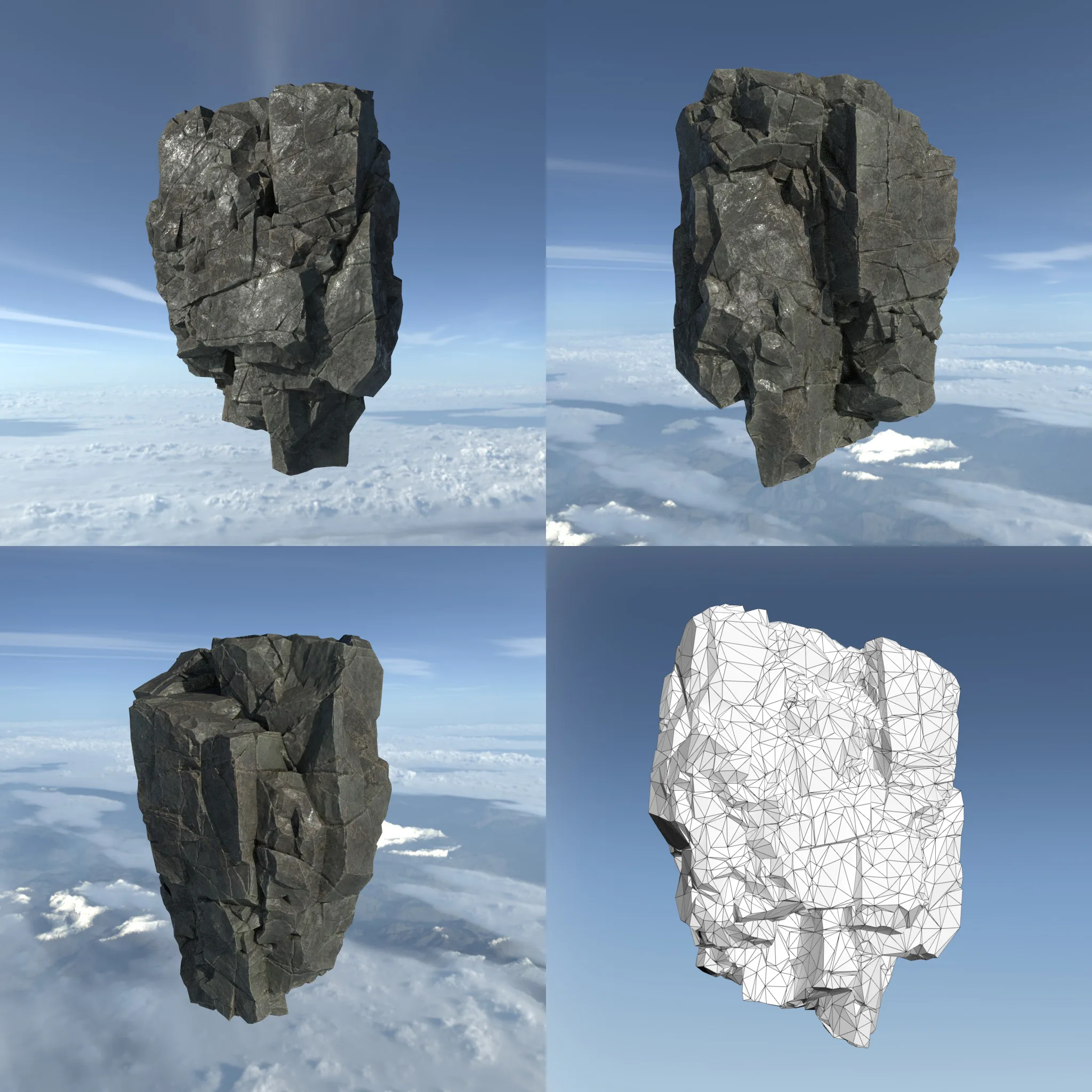 Low poly Floating Island Rock Pack 211205