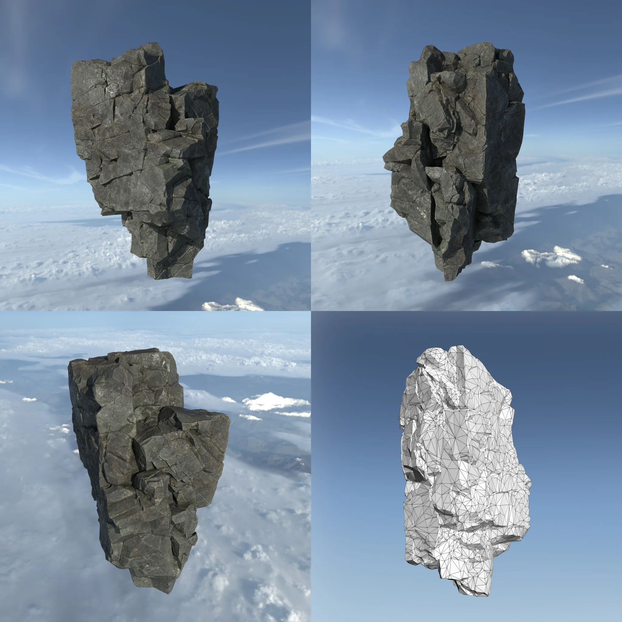 Low poly Floating Island Rock Pack 211205