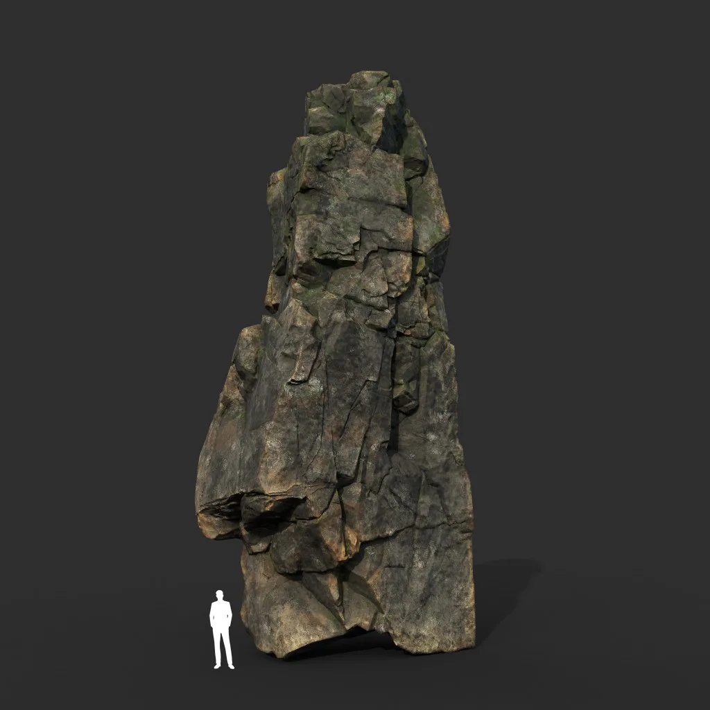 Low poly Gray Mossy Cliff Modular 211126