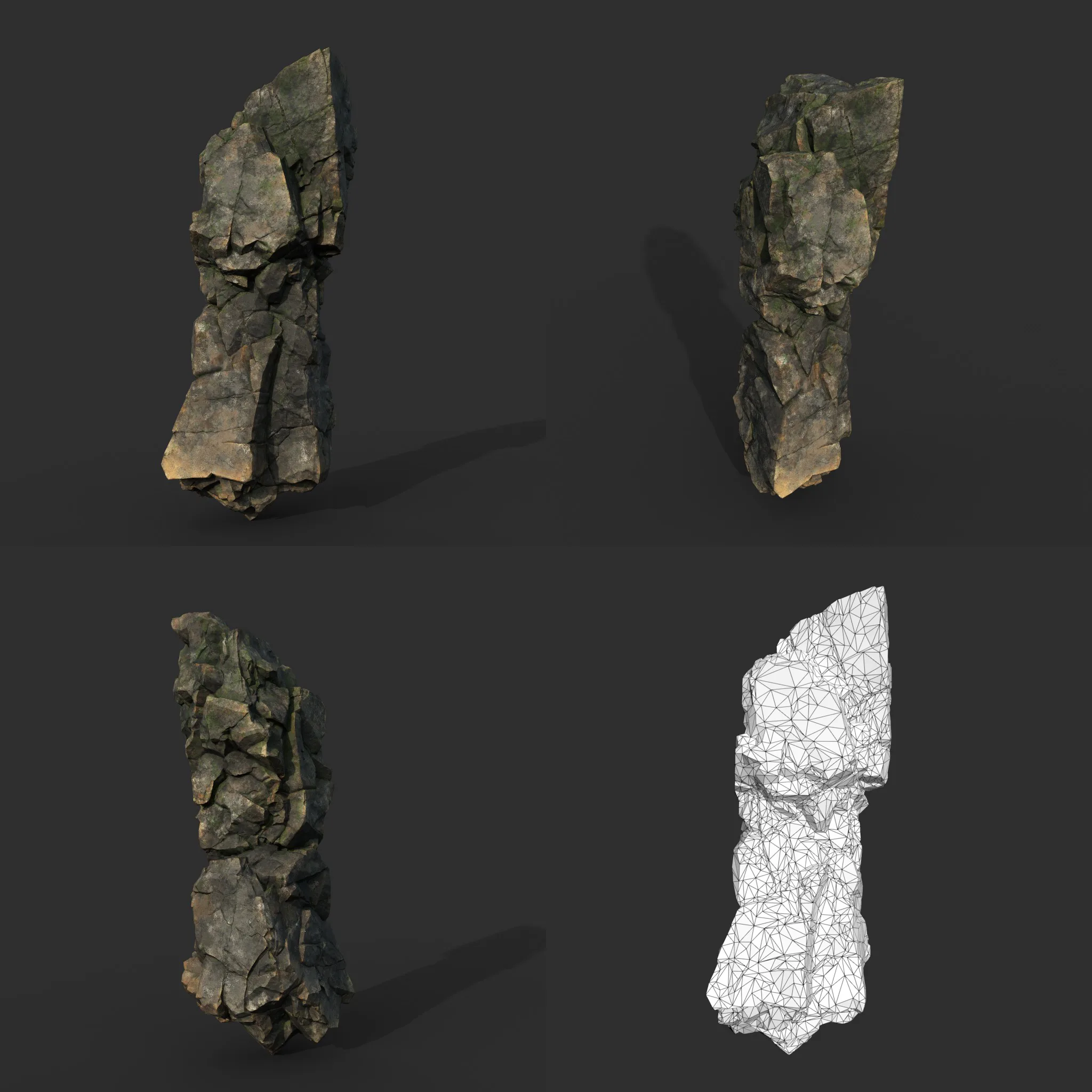 Low poly Gray Mossy Cliff Modular 211126