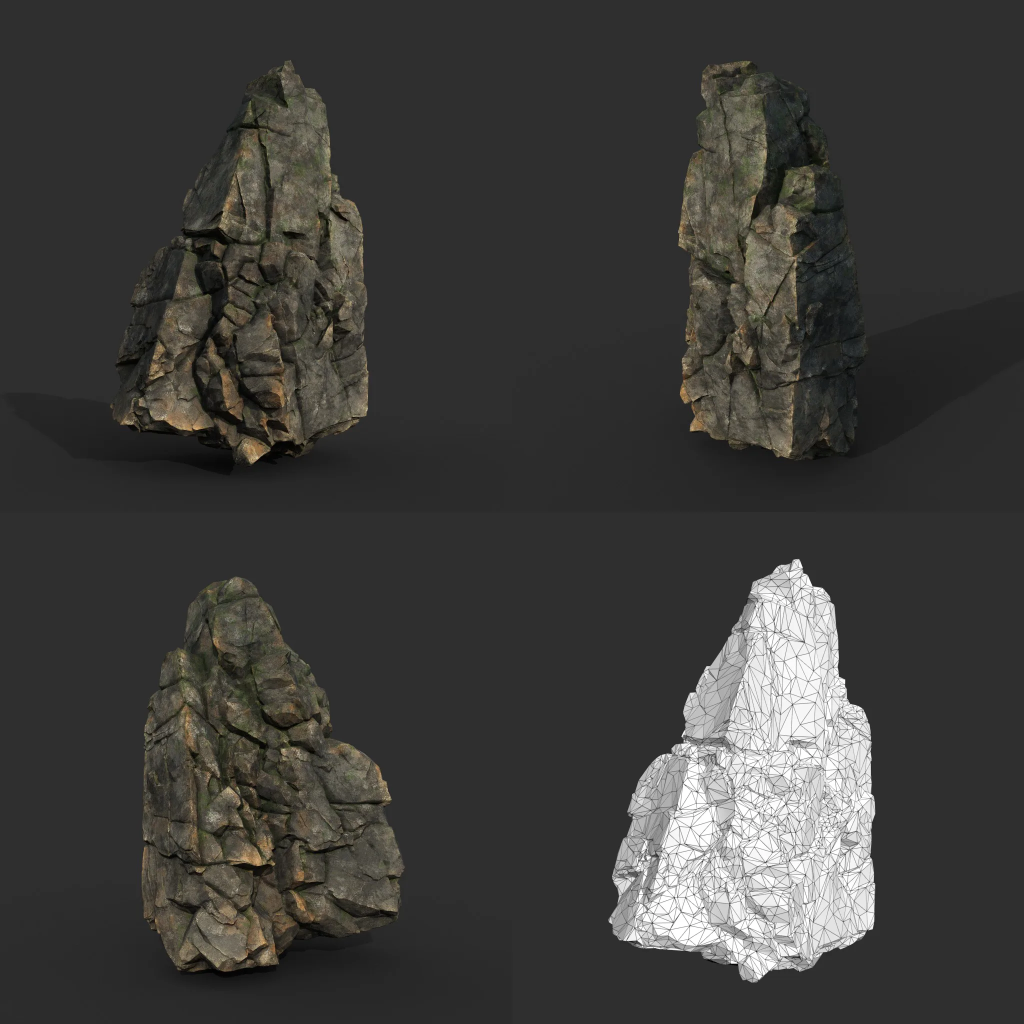 Low poly Gray Mossy Cliff Modular 211126