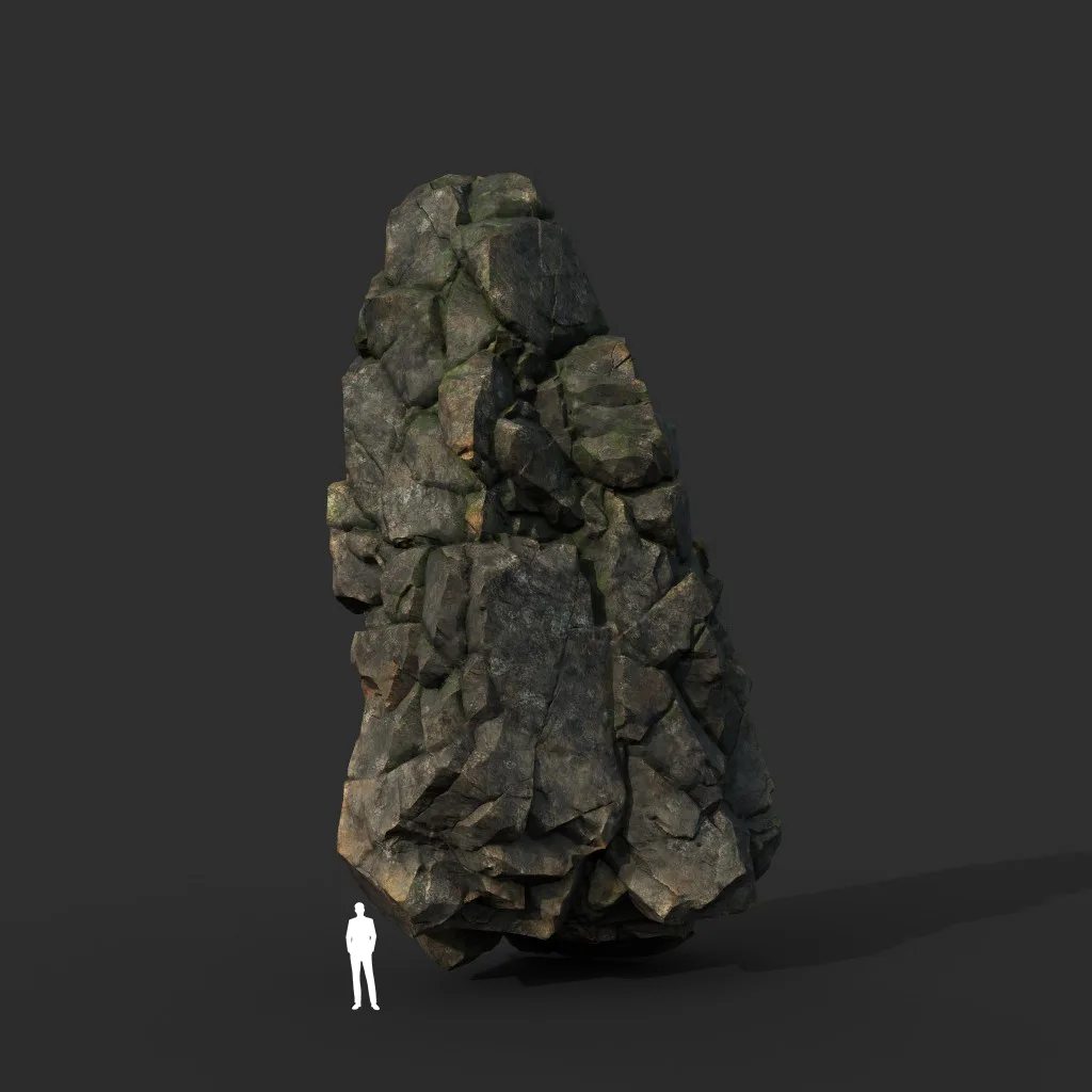 Low poly Gray Mossy Cliff Modular 211126