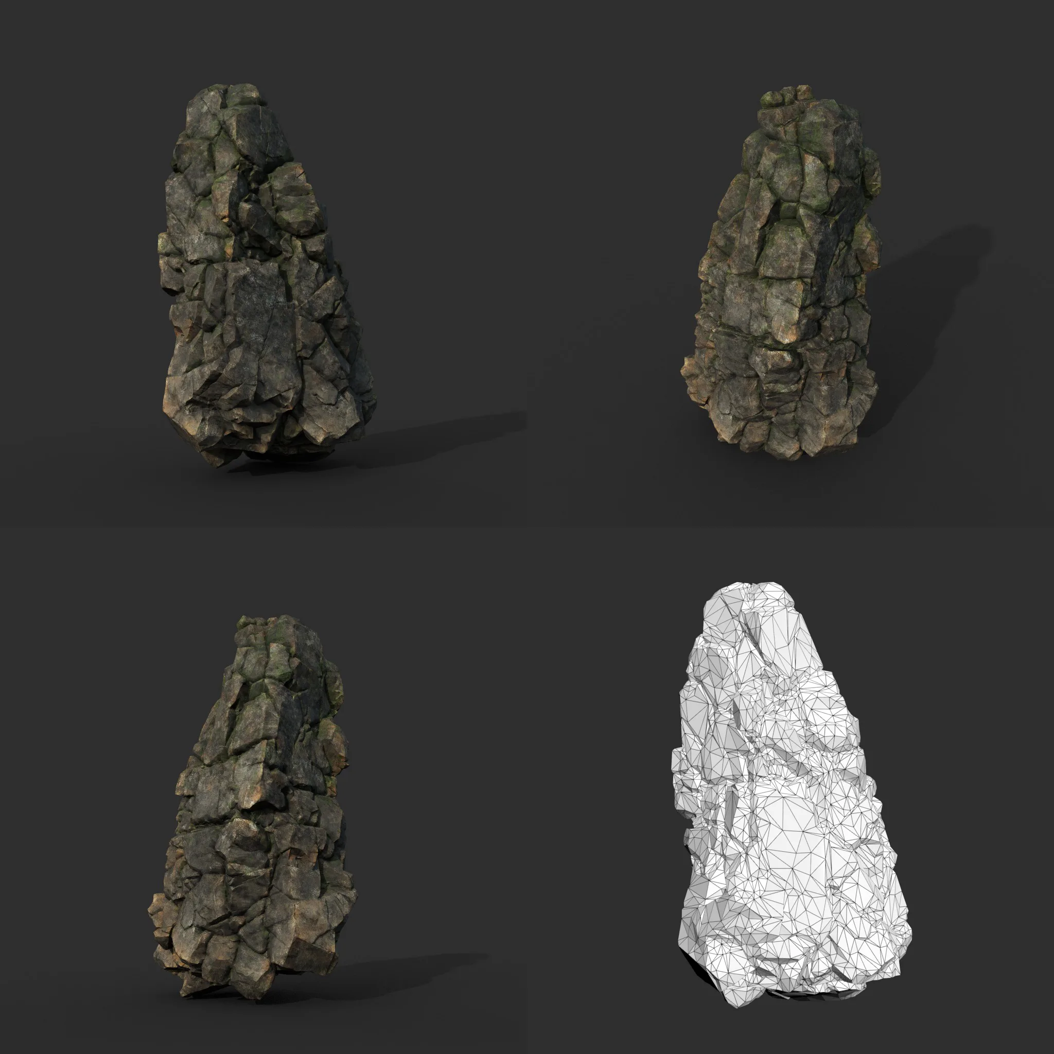 Low poly Gray Mossy Cliff Modular 211126