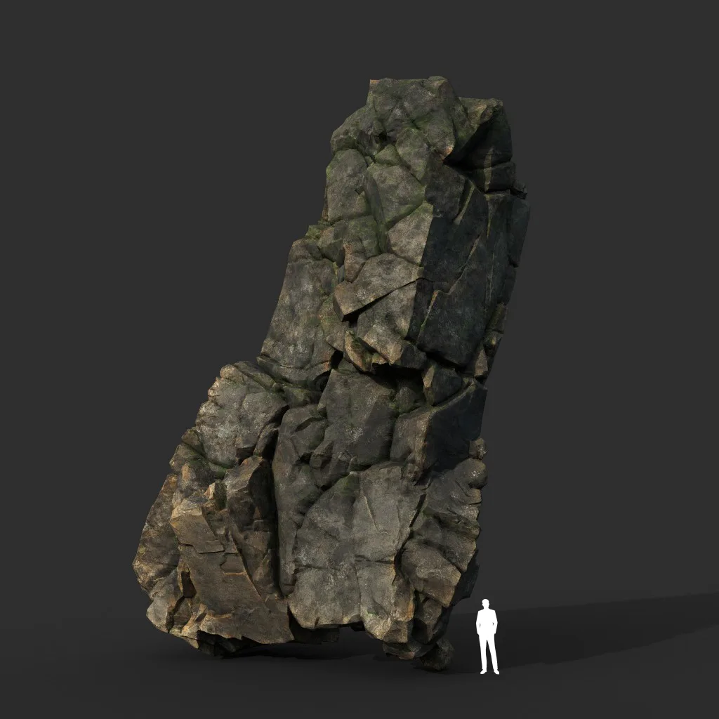 Low poly Gray Mossy Cliff Modular 211126