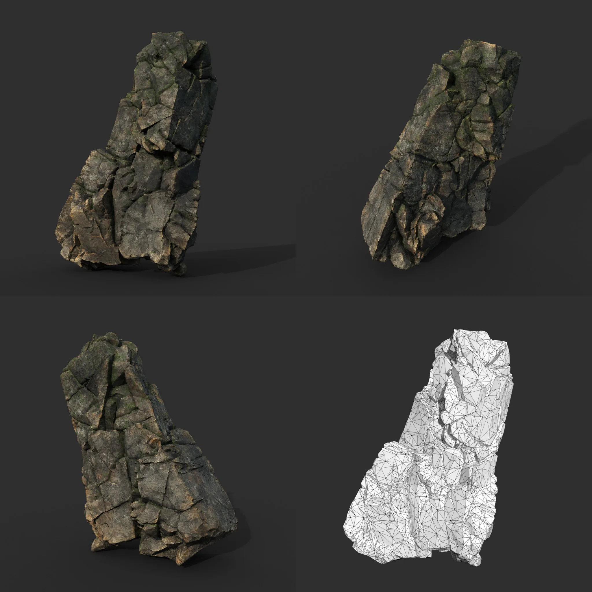 Low poly Gray Mossy Cliff Modular 211126