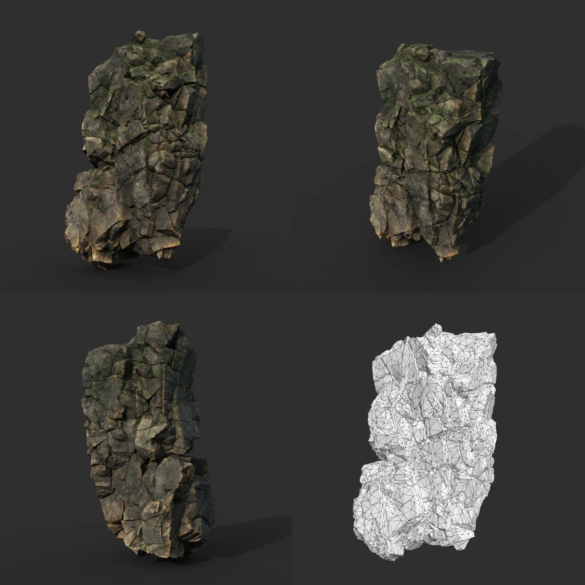 Low poly Gray Mossy Cliff Modular 211126