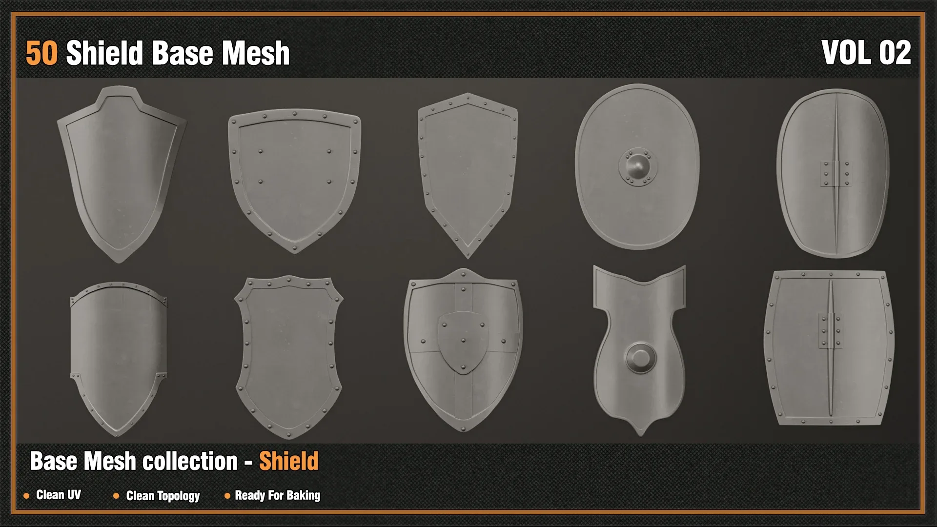 50 Shield Base Mesh - VOL 02( Game Ready )