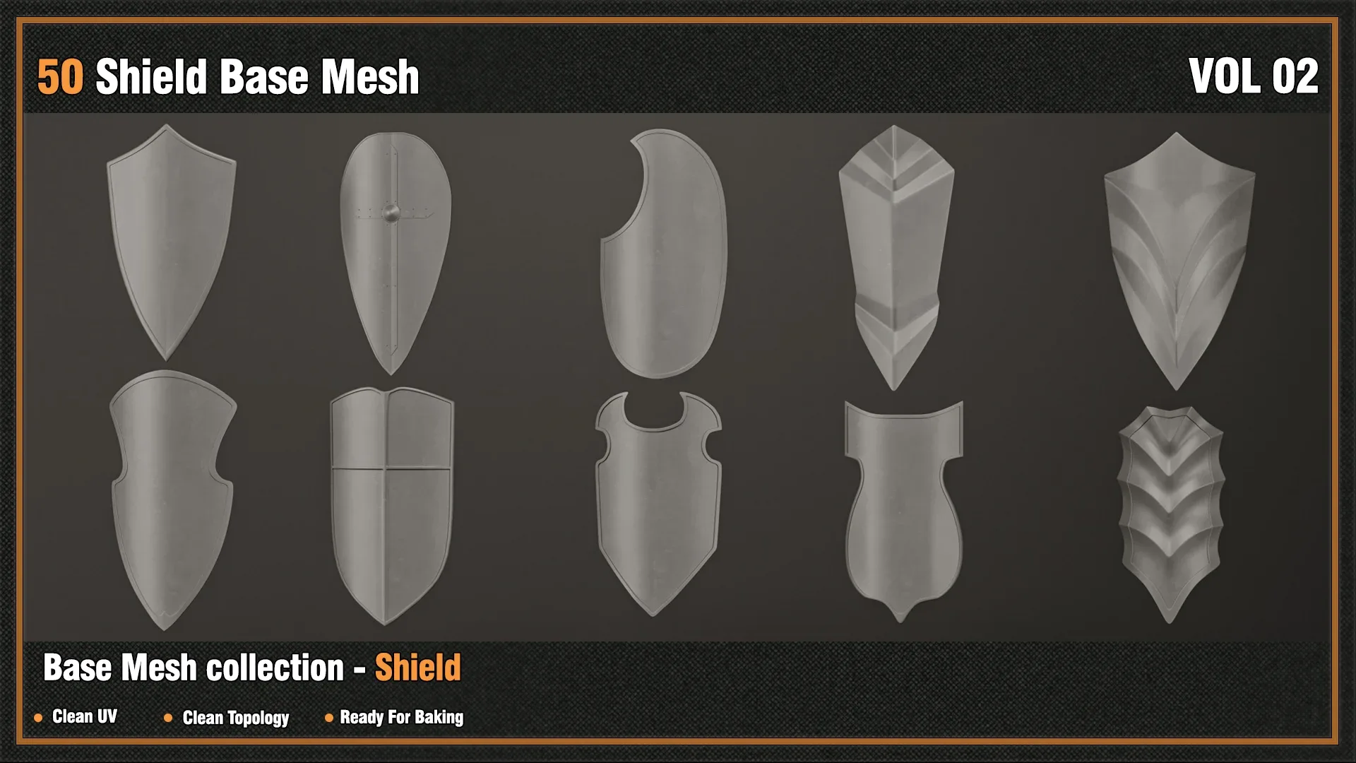 50 Shield Base Mesh - VOL 02( Game Ready )