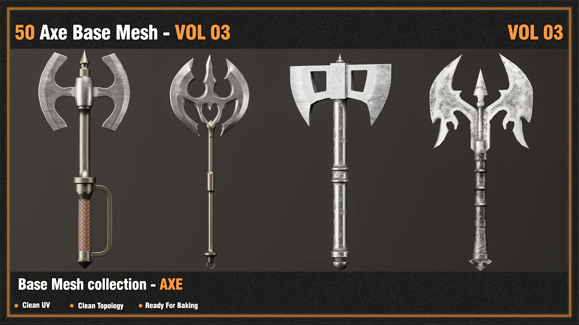 50 Axe Base Mesh - VOL 03 ( Game Ready )