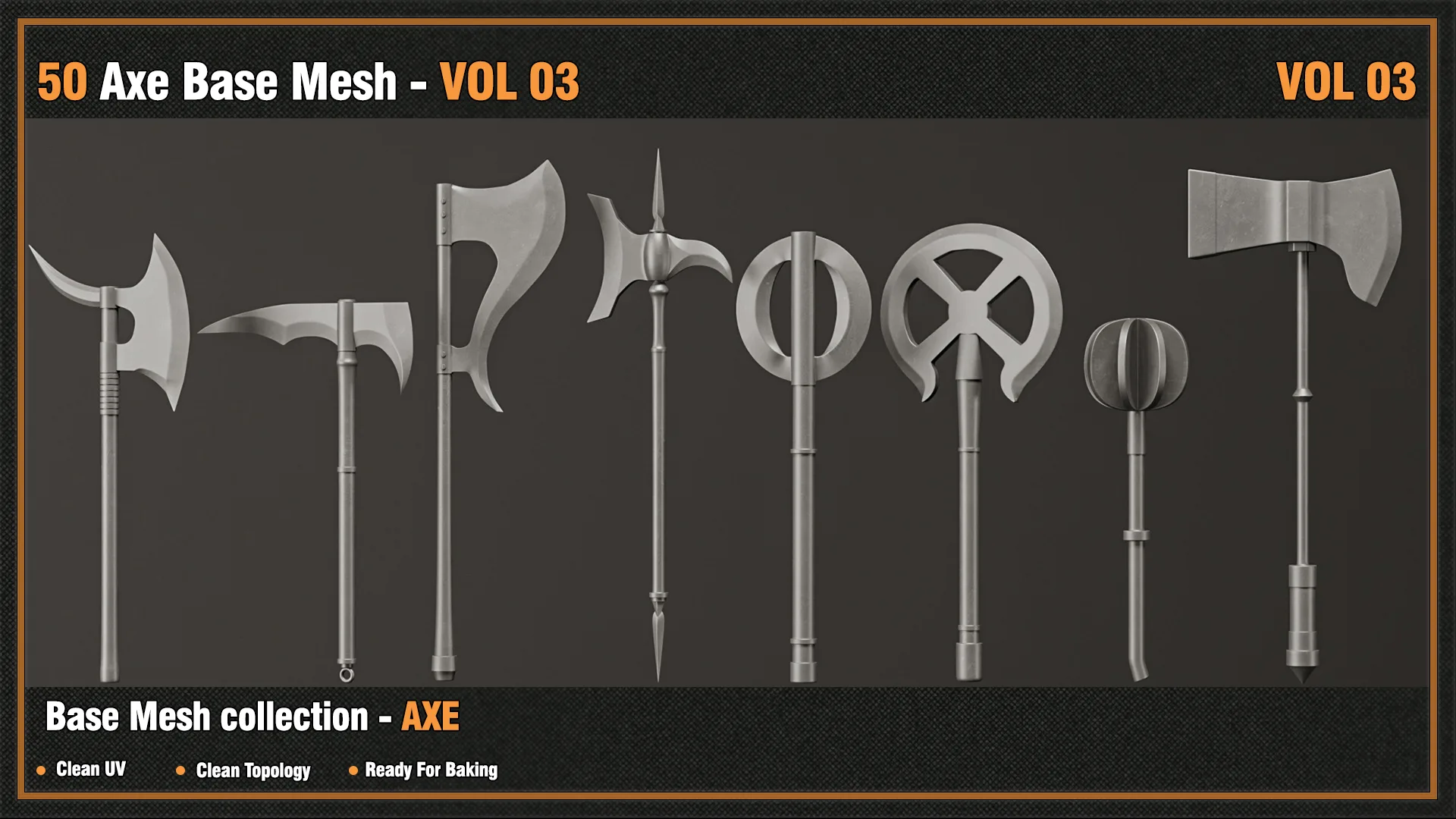 50 Axe Base Mesh - VOL 03 ( Game Ready )