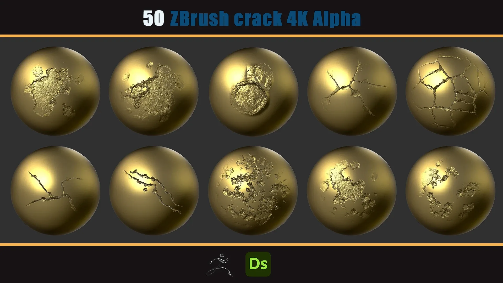 50 Zbrash concrete and stone cracks 4K Alpha