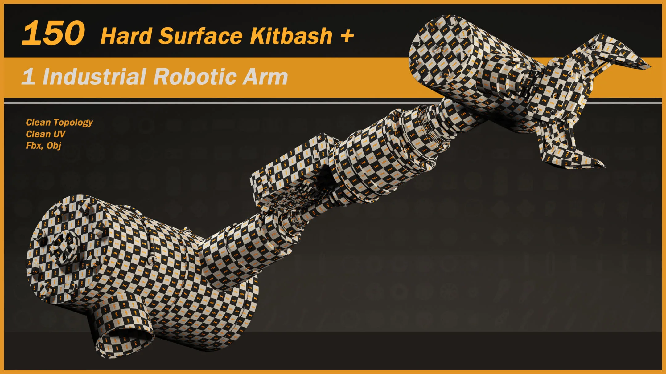 150 Hard Surface Kitbash + 1 Industrial Robotic Arm