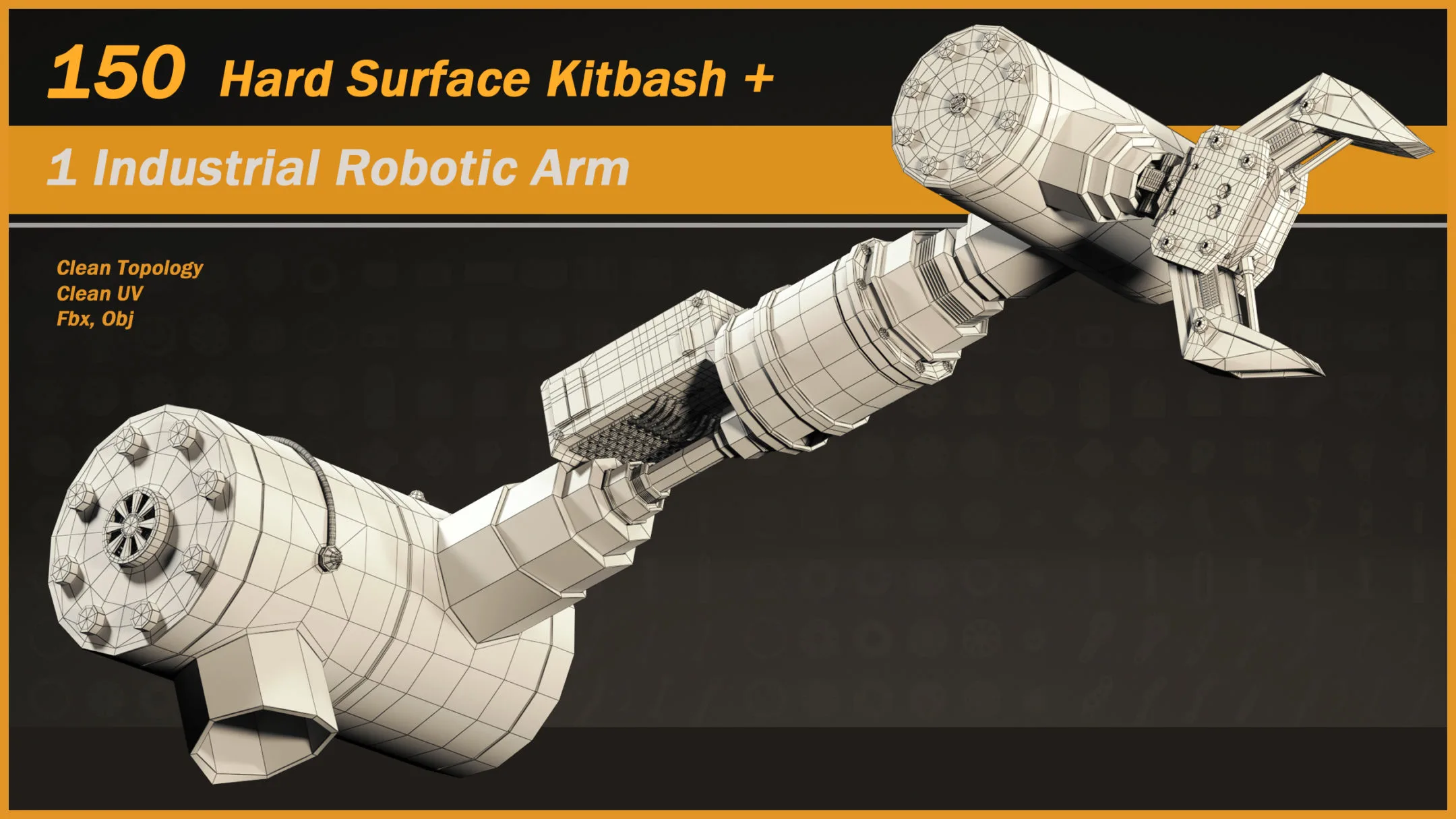 150 Hard Surface Kitbash + 1 Industrial Robotic Arm