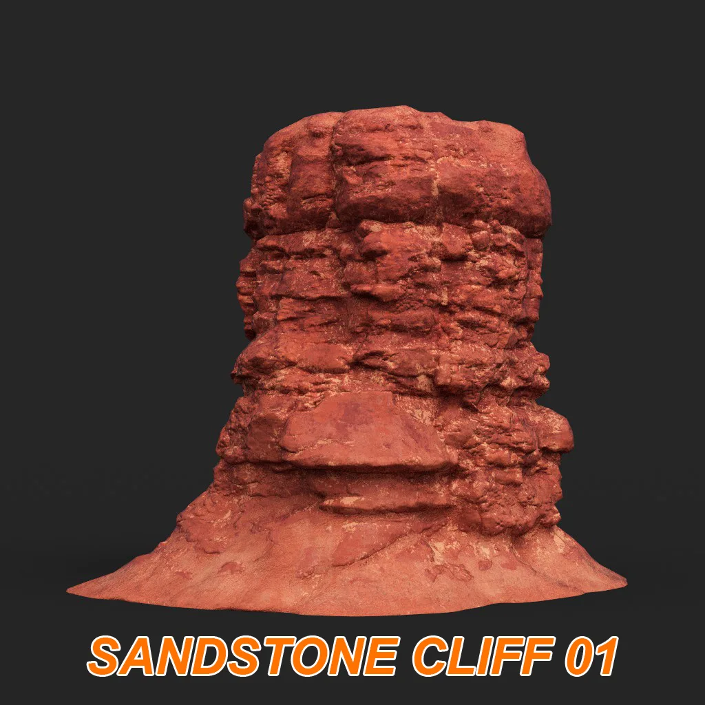 Low poly Sandstone Canyon Cliff 210907