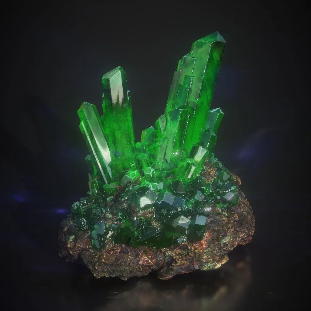 Low Poly Green Gem Mineral Rock 210829