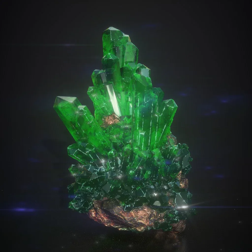 Low Poly Green Gem Mineral Rock 210829