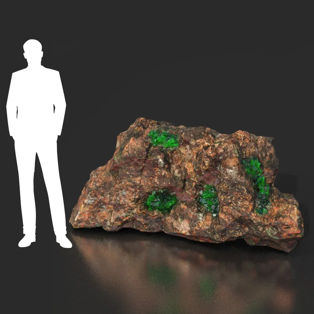 Low Poly Green Gem Mineral Rock 210823