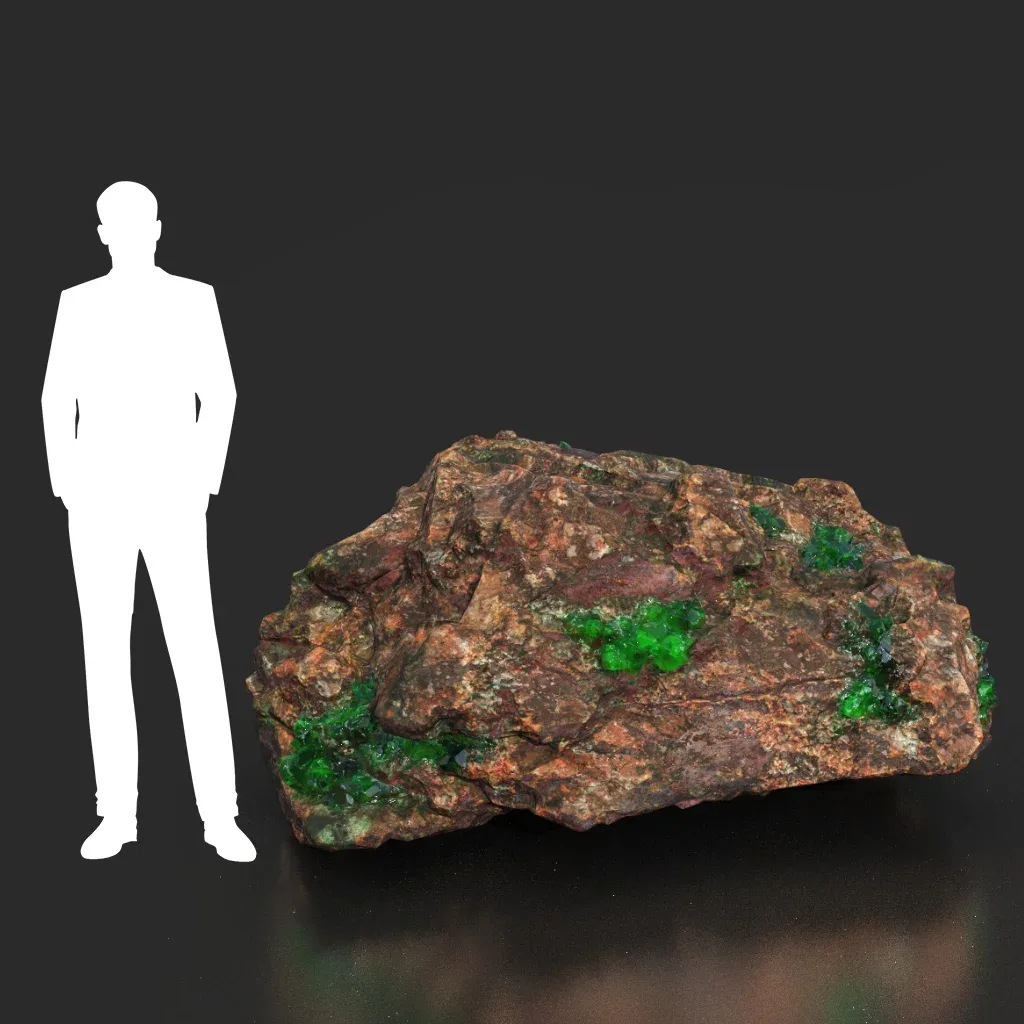 Low Poly Green Gem Mineral Rock 210823