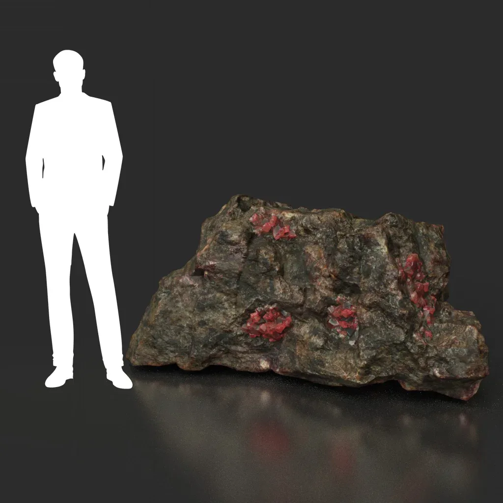 Low Poly Red Gem Mineral Rock 210823