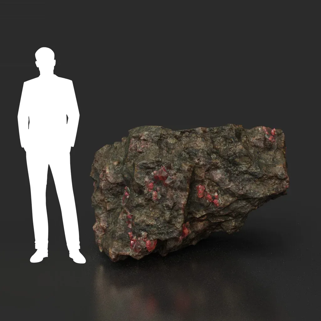 Low Poly Red Gem Mineral Rock 210823