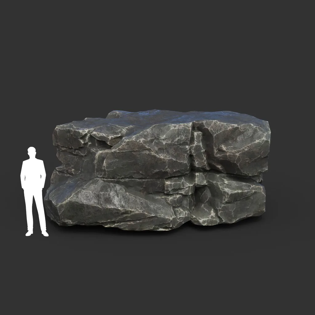 Low poly Black Sharp Modular Rock 210807