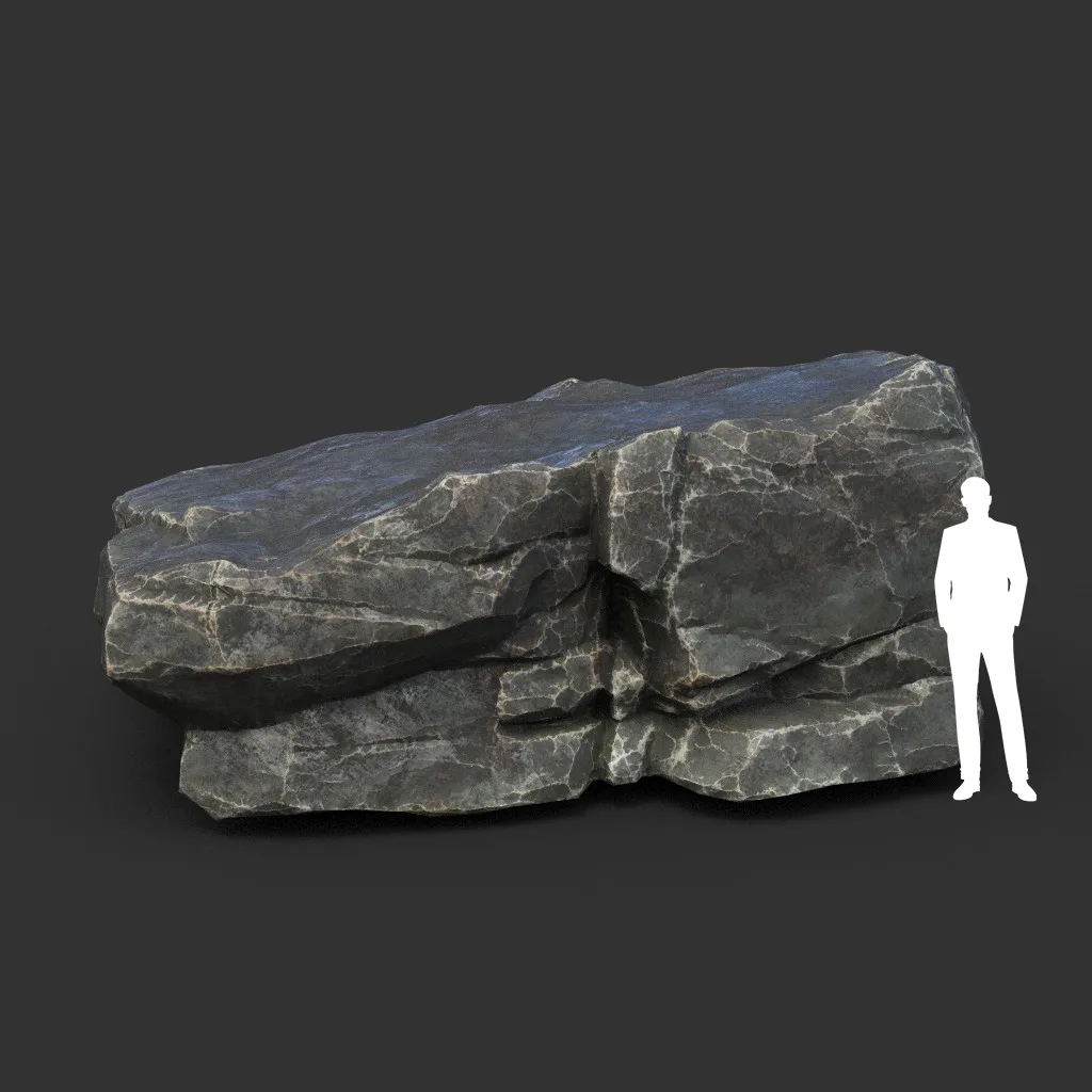 Low poly Black Sharp Modular Rock 210807