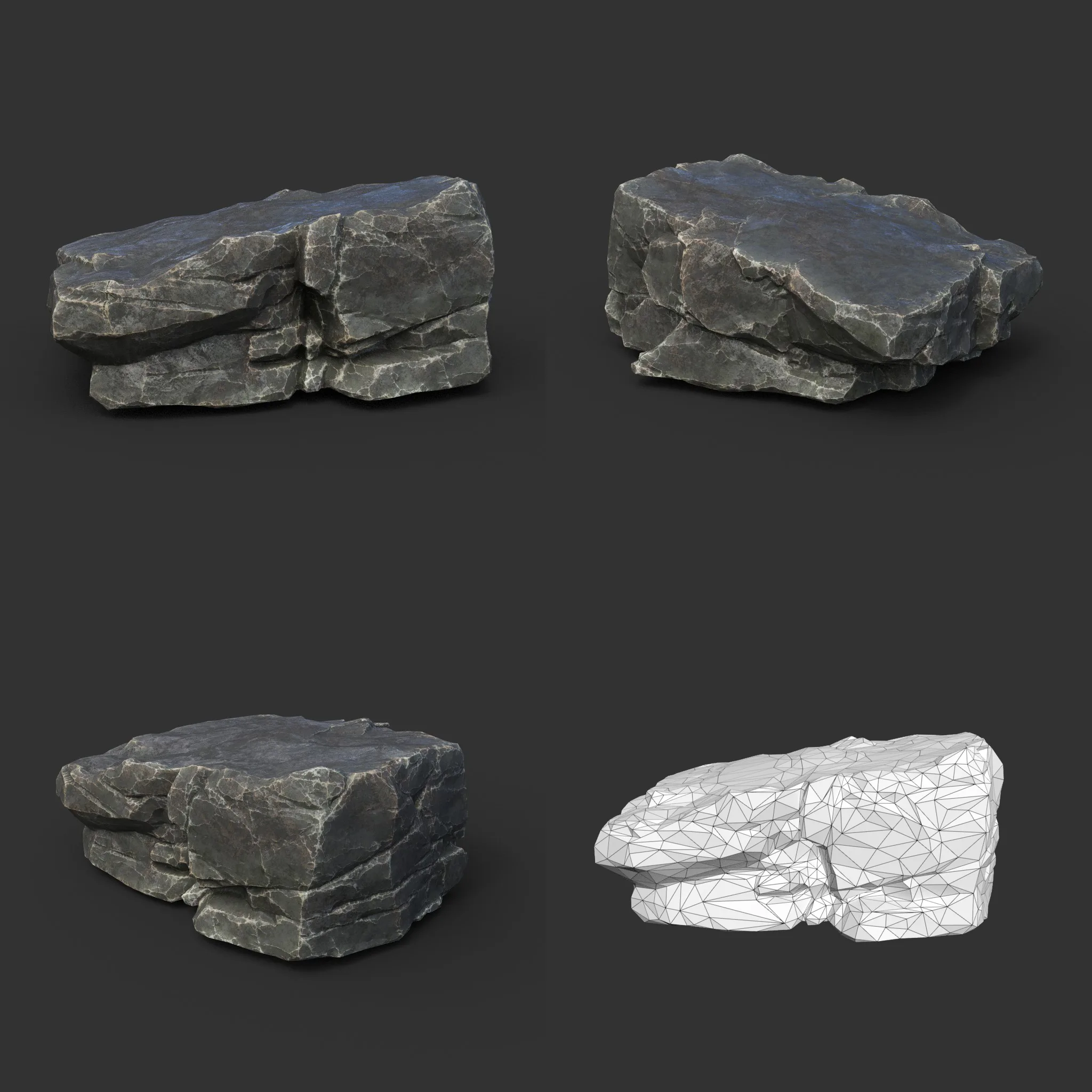 Low poly Black Sharp Modular Rock 210807