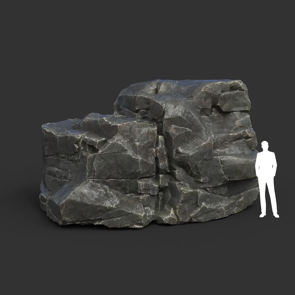 Low poly Black Sharp Modular Rock 210807