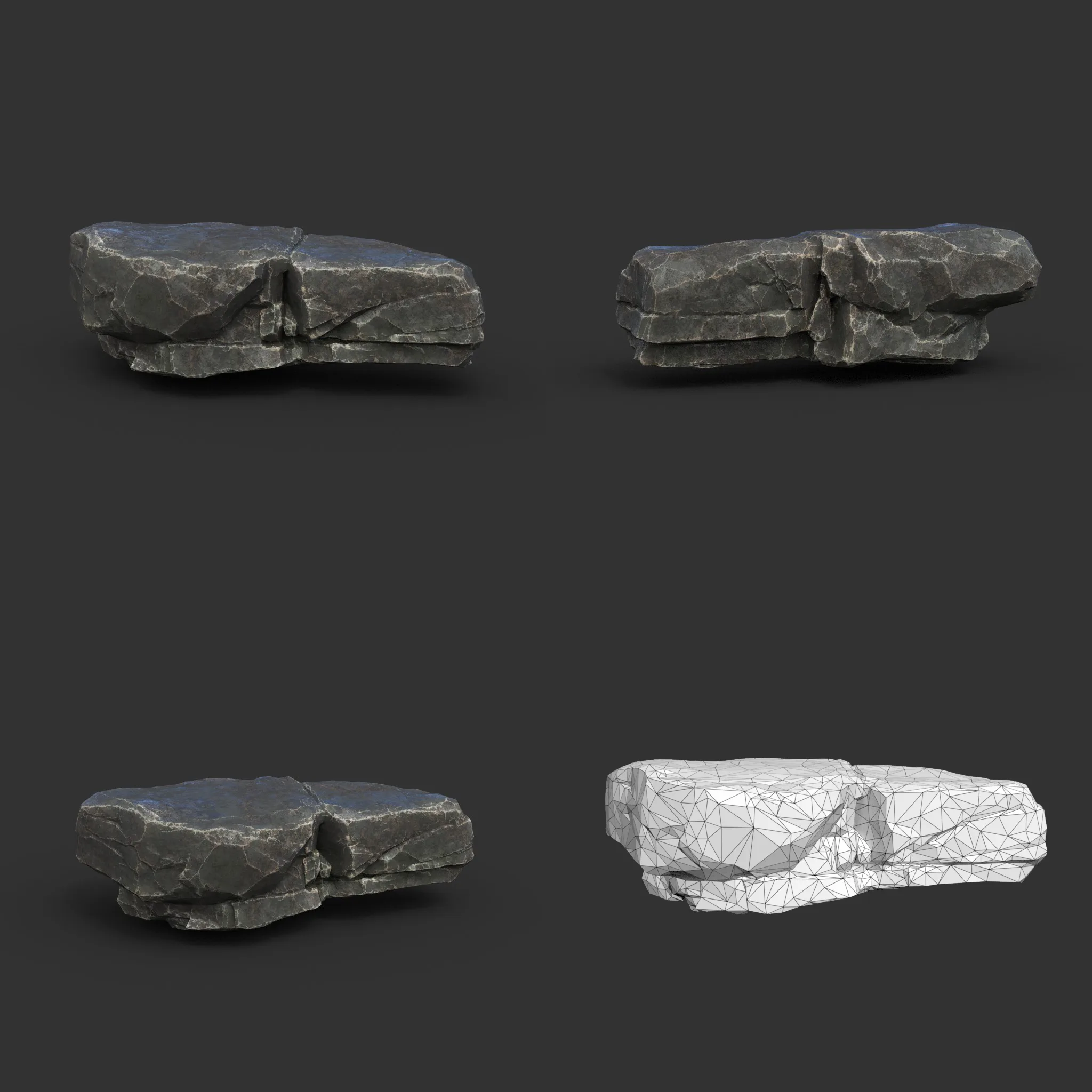 Low poly Black Sharp Modular Rock 210807