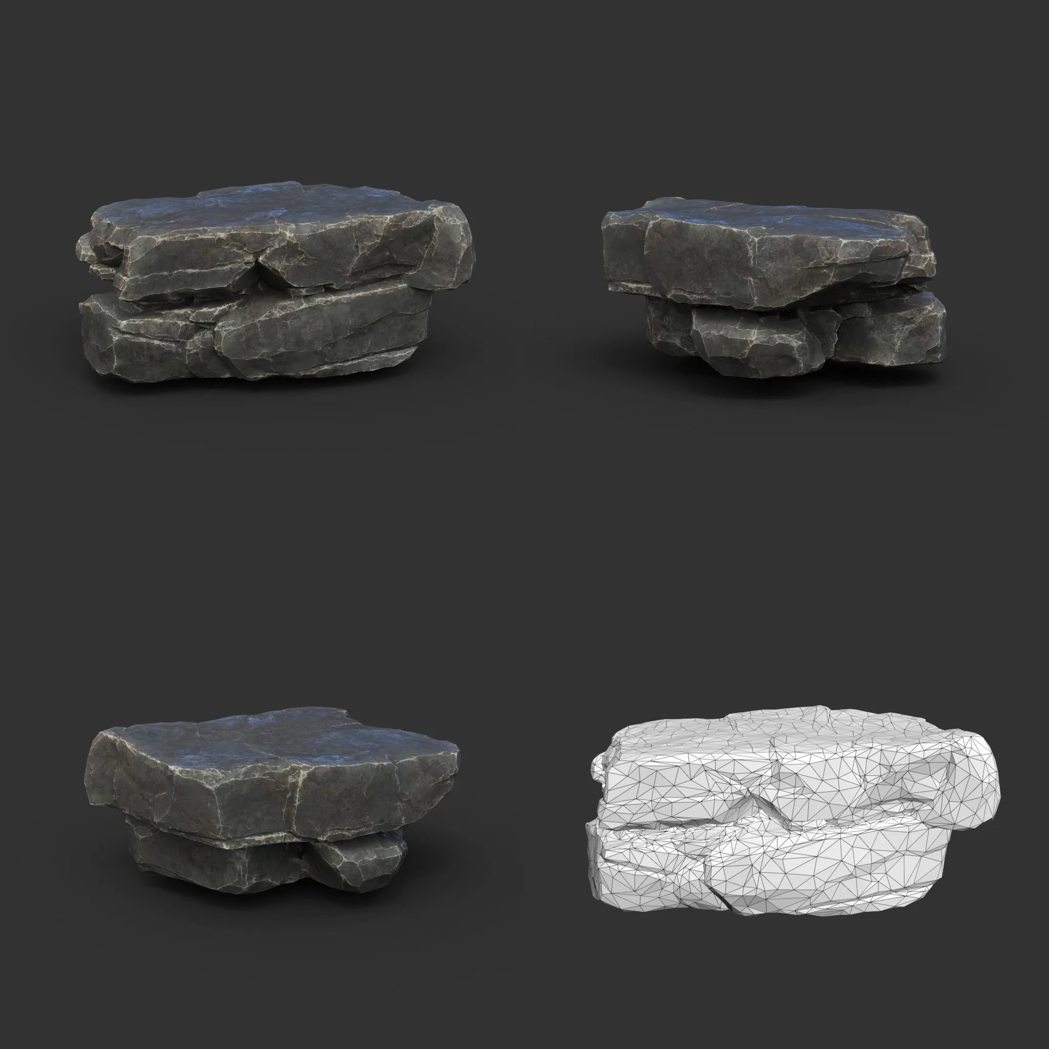 Low poly Black Sharp Modular Rock 210807