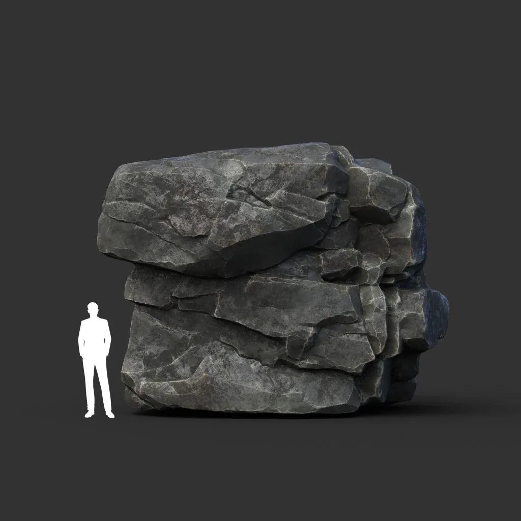 Low poly Black Sharp Modular Rock 210807