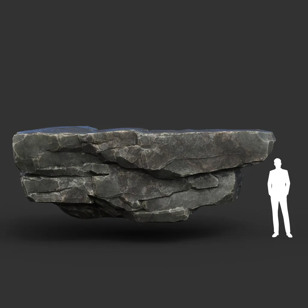 Low poly Black Sharp Modular Rock 210807