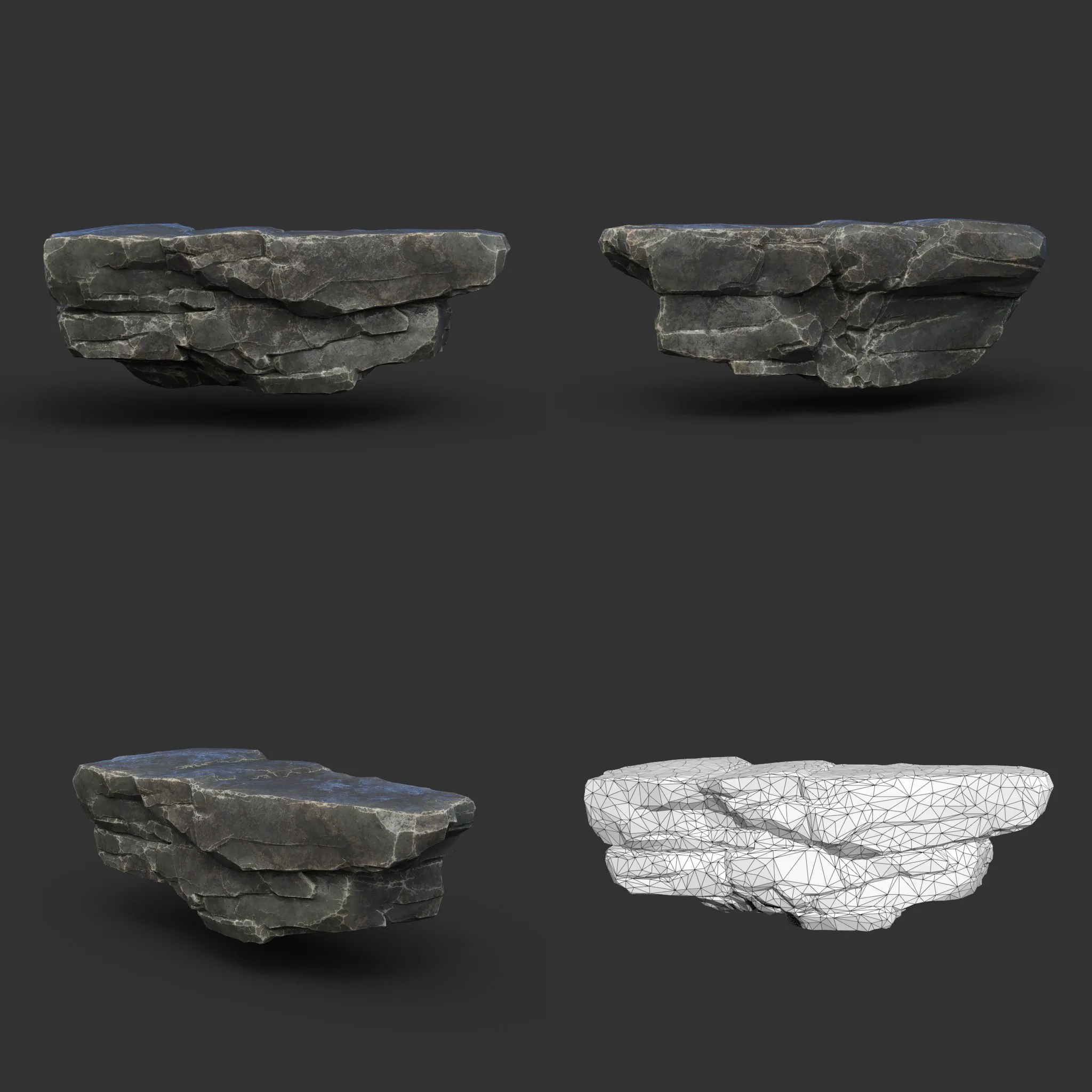 Low poly Black Sharp Modular Rock 210807