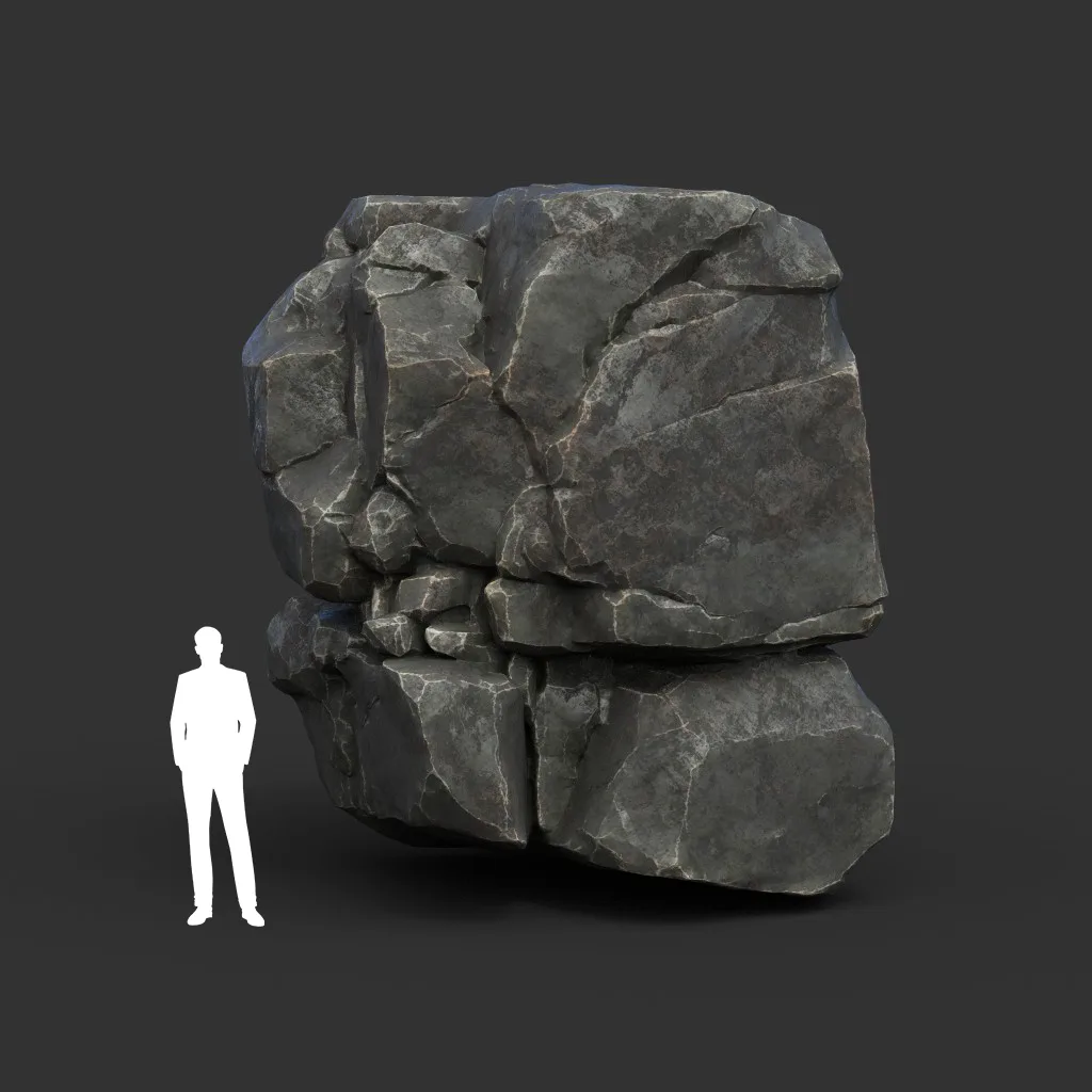 Low poly Black Sharp Modular Rock 210807