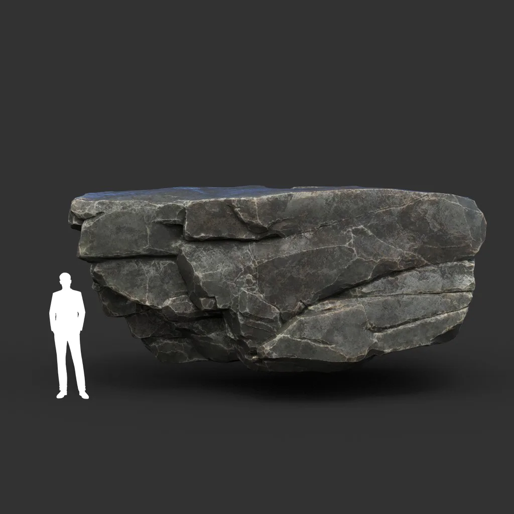 Low poly Black Sharp Modular Rock 210807