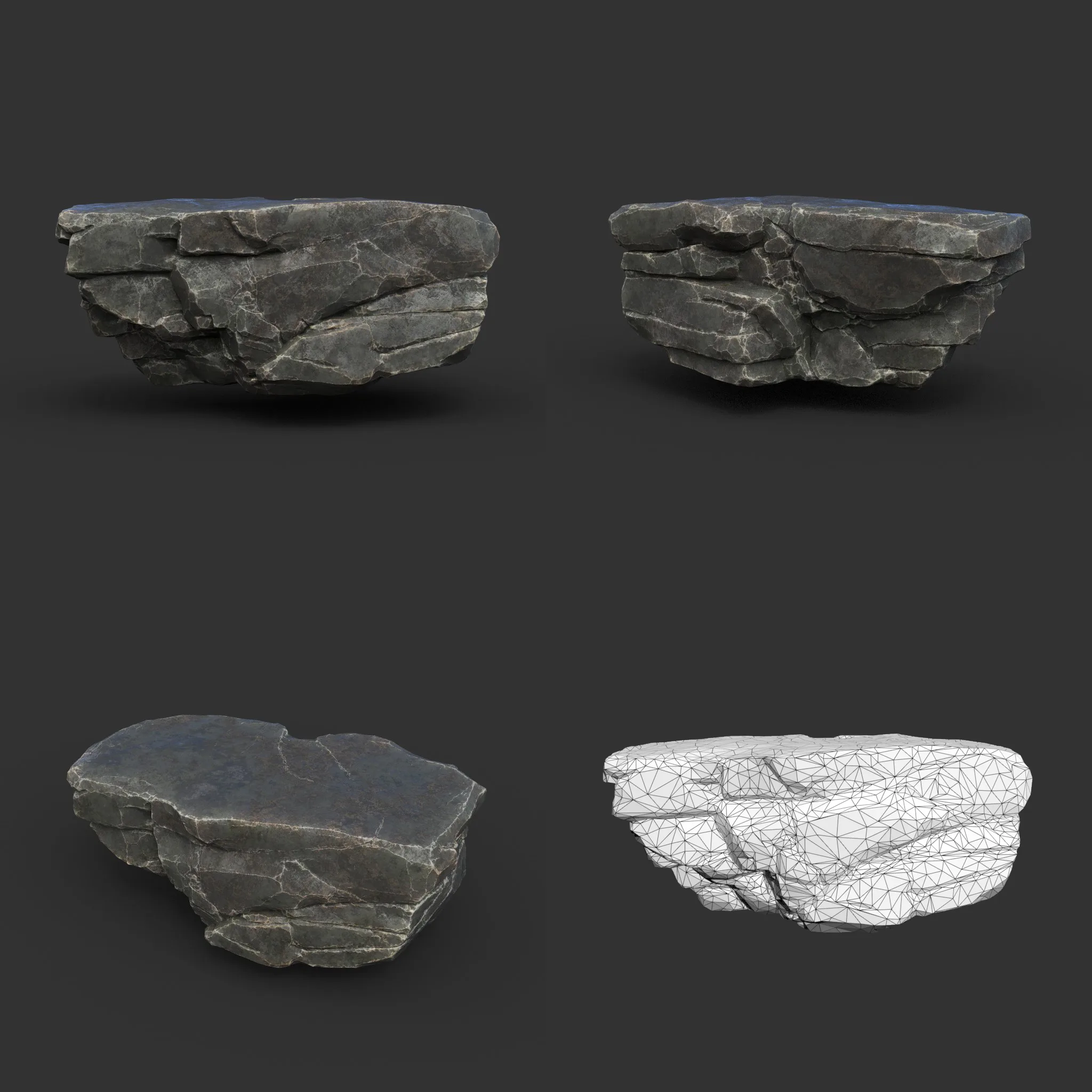 Low poly Black Sharp Modular Rock 210807