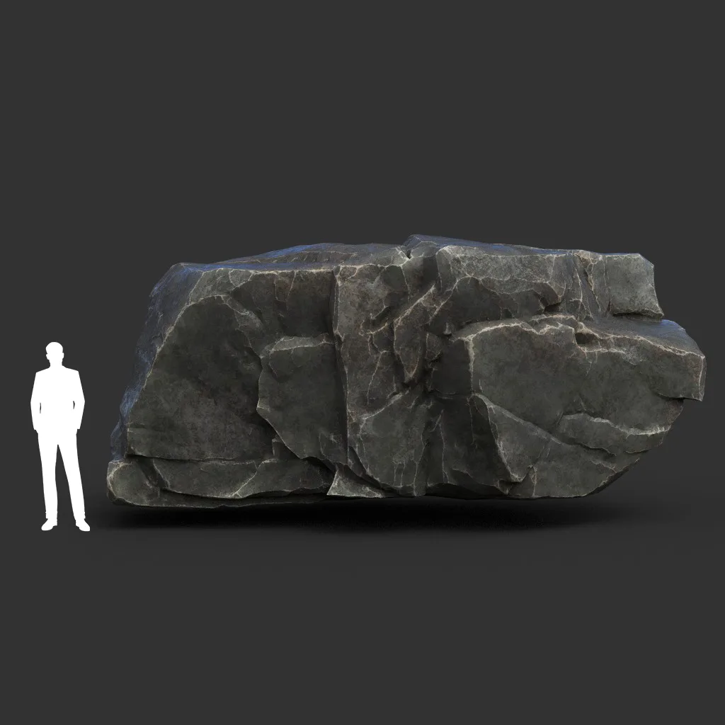 Low poly Black Sharp Modular Rock 210807