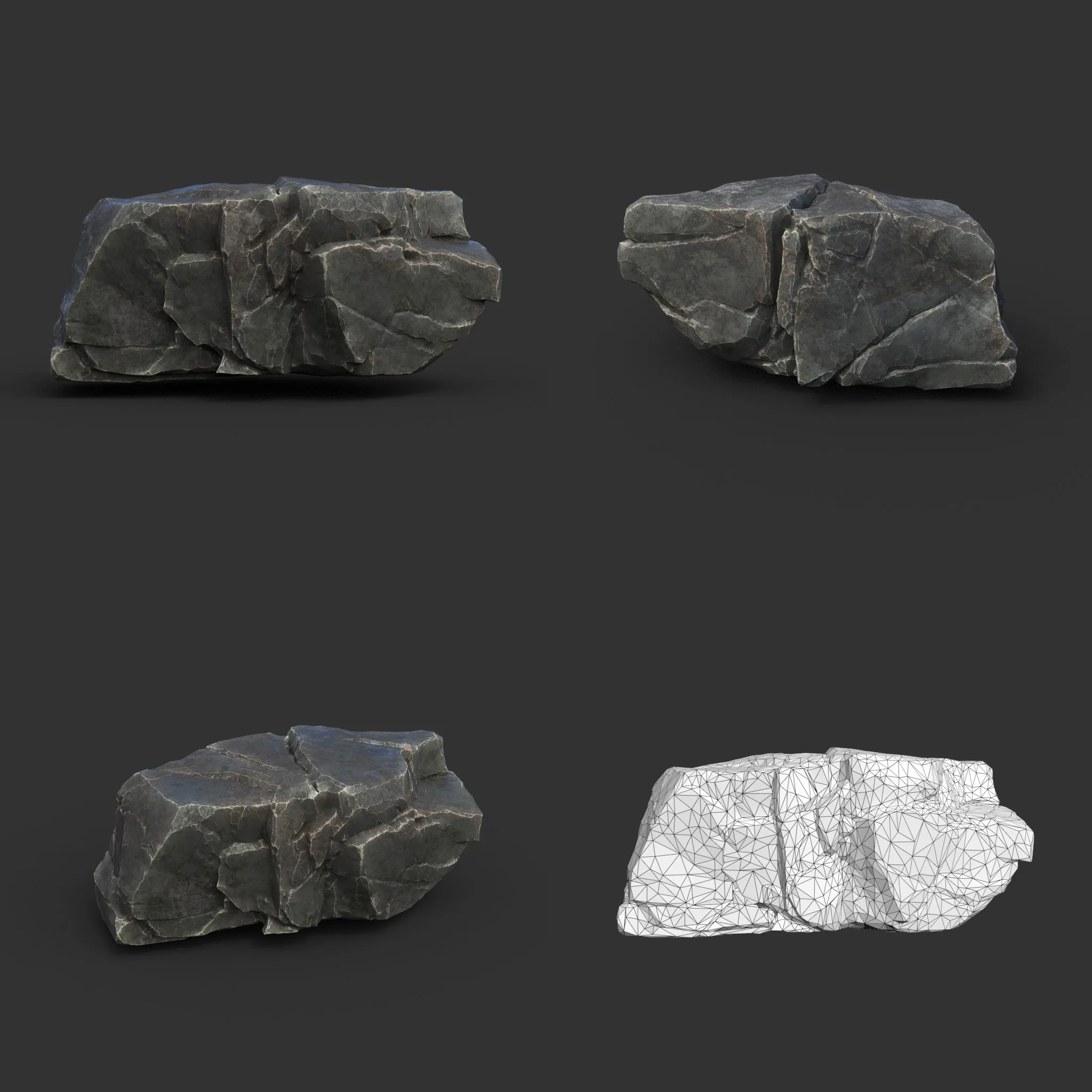 Low poly Black Sharp Modular Rock 210807