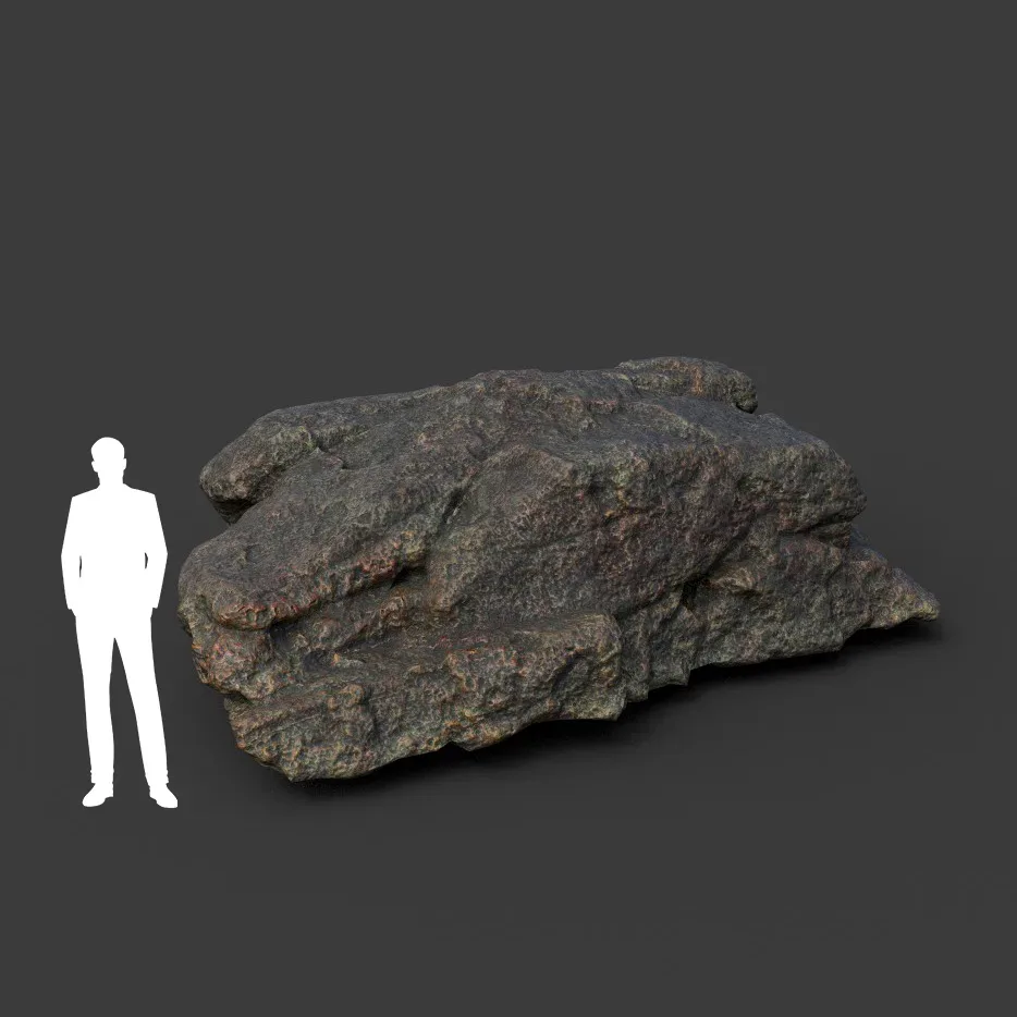 Low poly Black Mossy Lava Modular Rock 210720