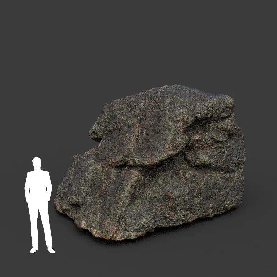 Low poly Black Mossy Lava Modular Rock 210720